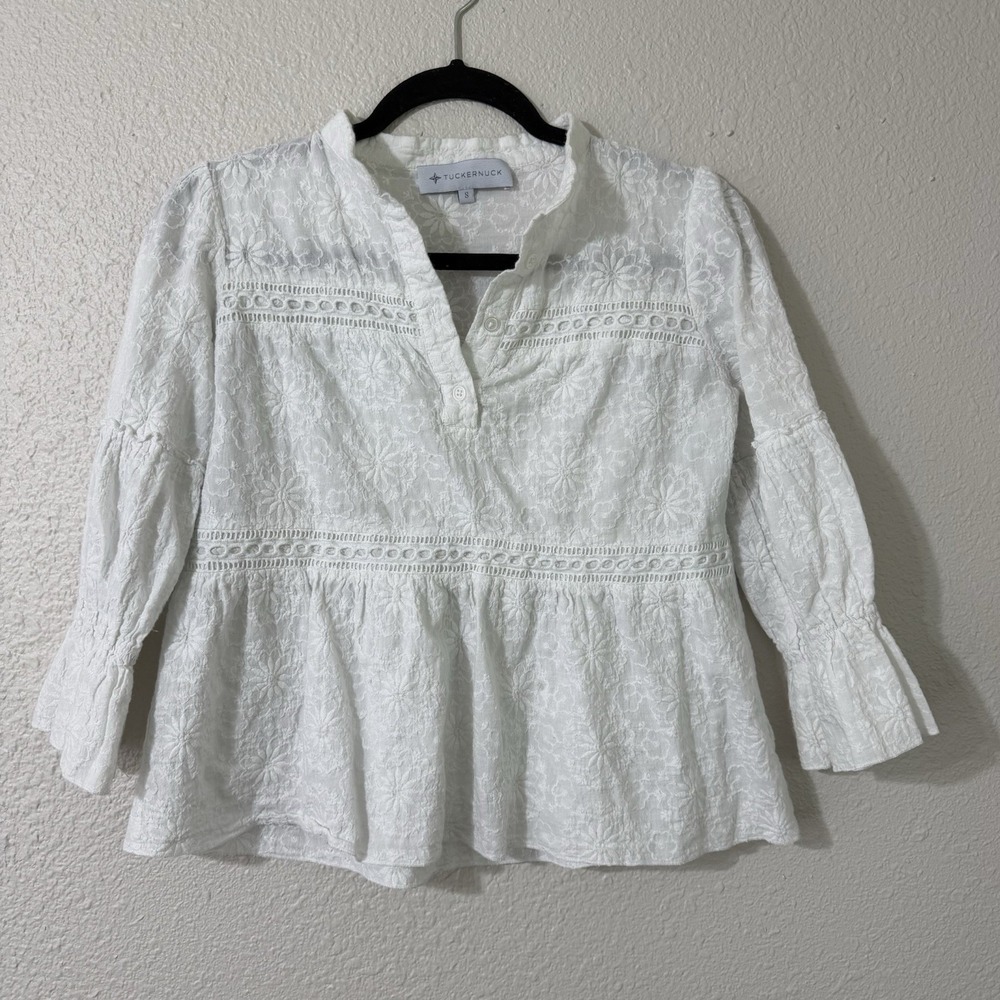 Tuckernuck Top Small Cotton Coquette Dainty Eyelet Summer Boho